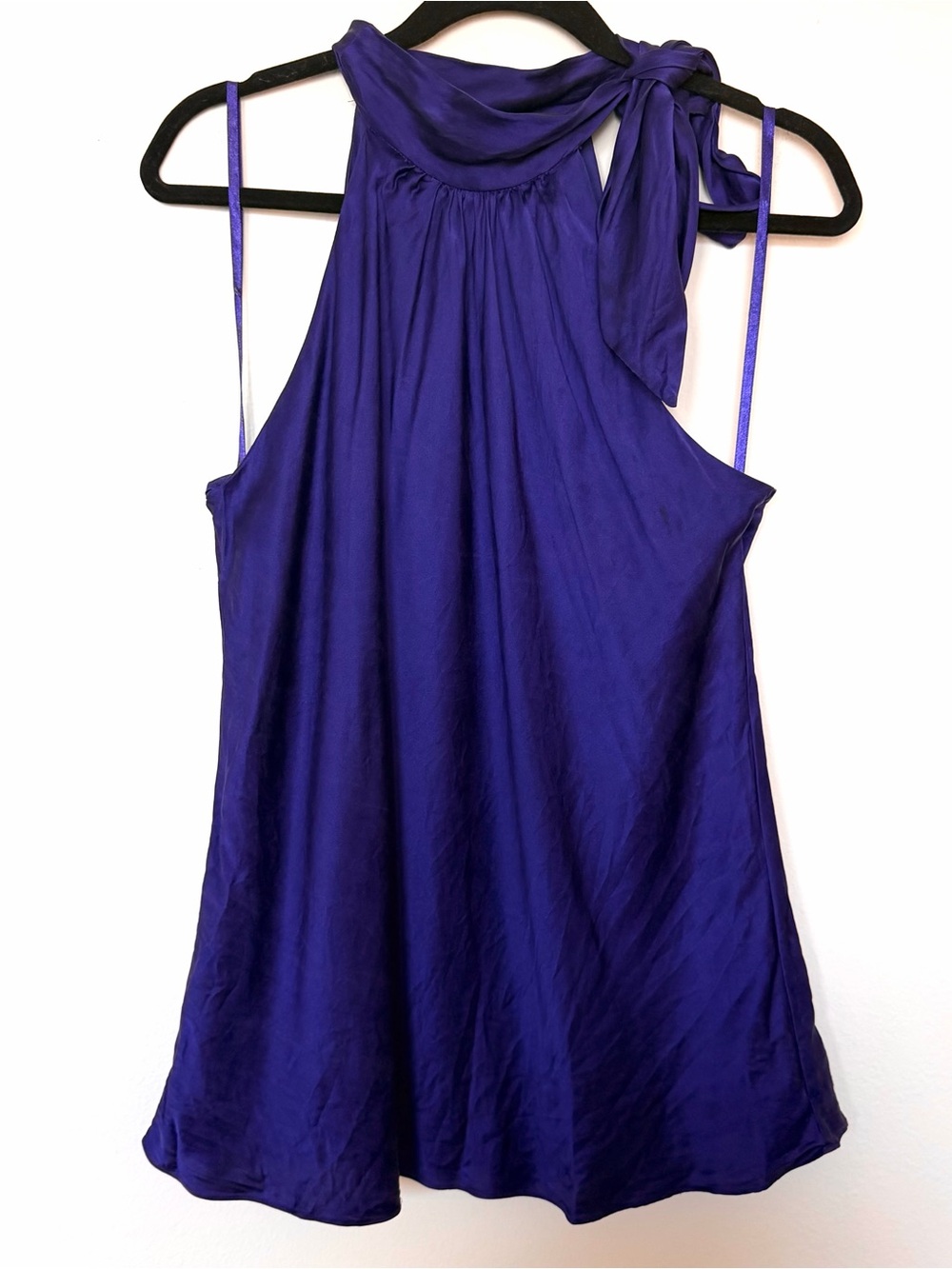 INC International Concepts Purple Satin Halter Tank with Neck Tie XL